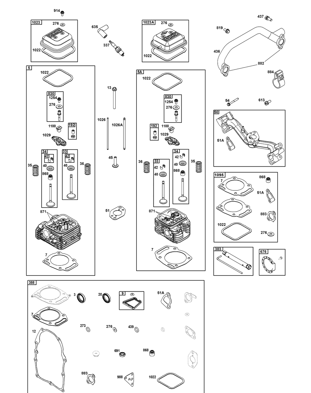 Cylinder Head Group Diagram and Parts List for 295777-0116-01  Briggs and Stratton Engine
